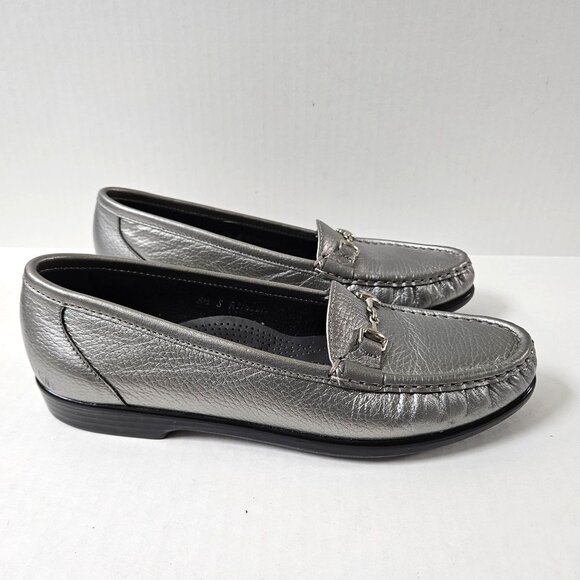 SAS Shoes Womens 8.5 Slim Pewter Metro Slip On Comfort Horsebit Loafers AAA - Picture 7 of 11